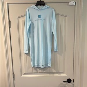 Watercolor Light Blue Hooded Dress